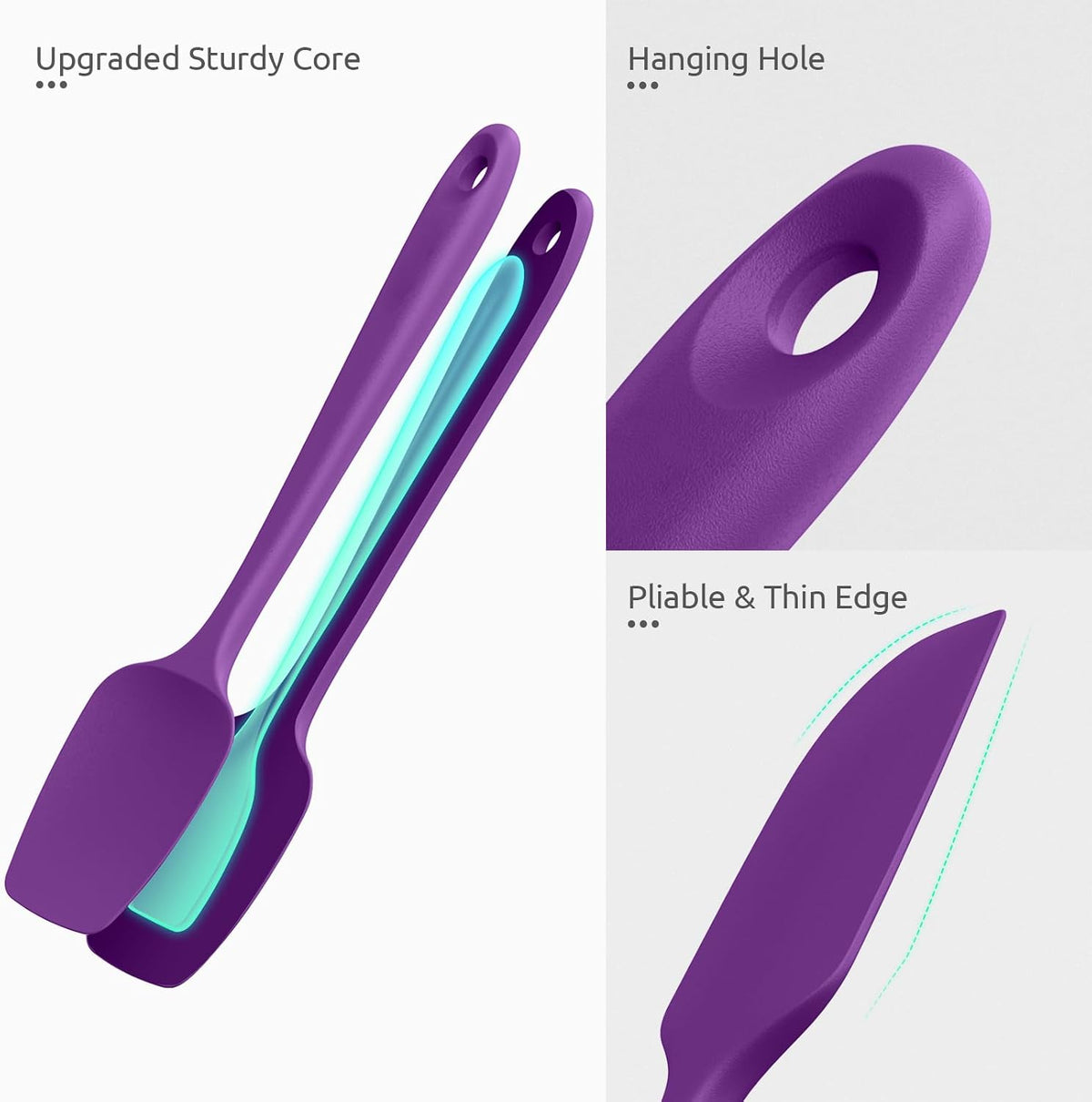 Silicone Spatula Set with 600 Degrees Fahrenheit Heat Resistant (Black)