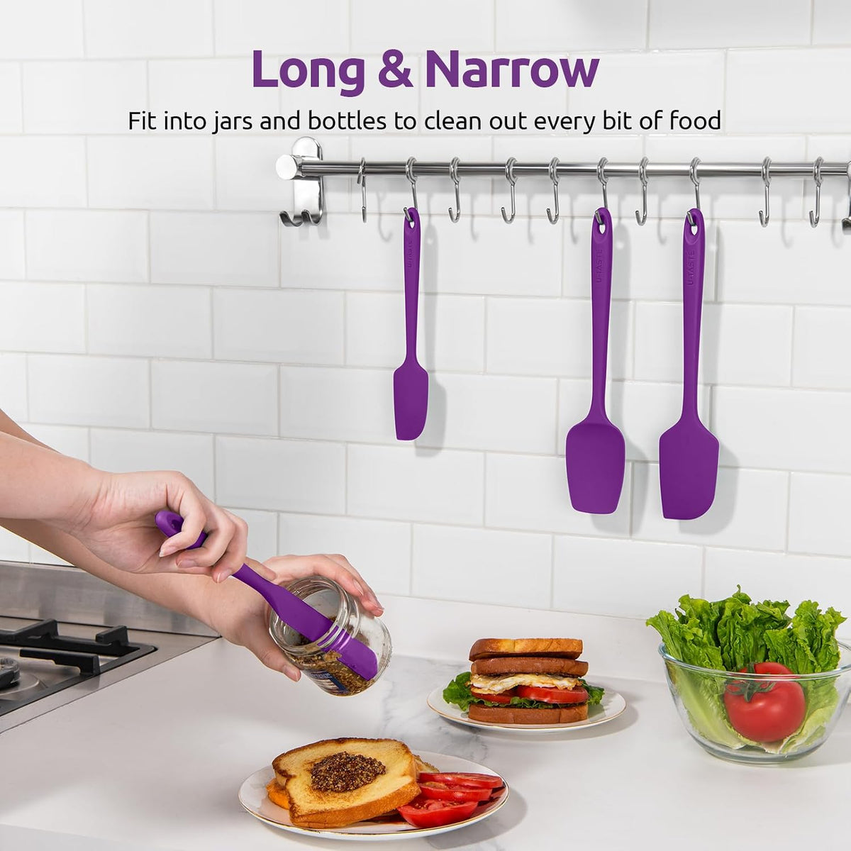 Silicone Spatula Set with 600 Degrees Fahrenheit Heat Resistant (Black)