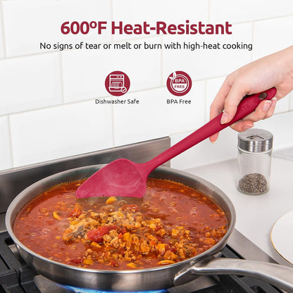 Silicone Spatula Set with 600 Degrees Fahrenheit Heat Resistant (Black)