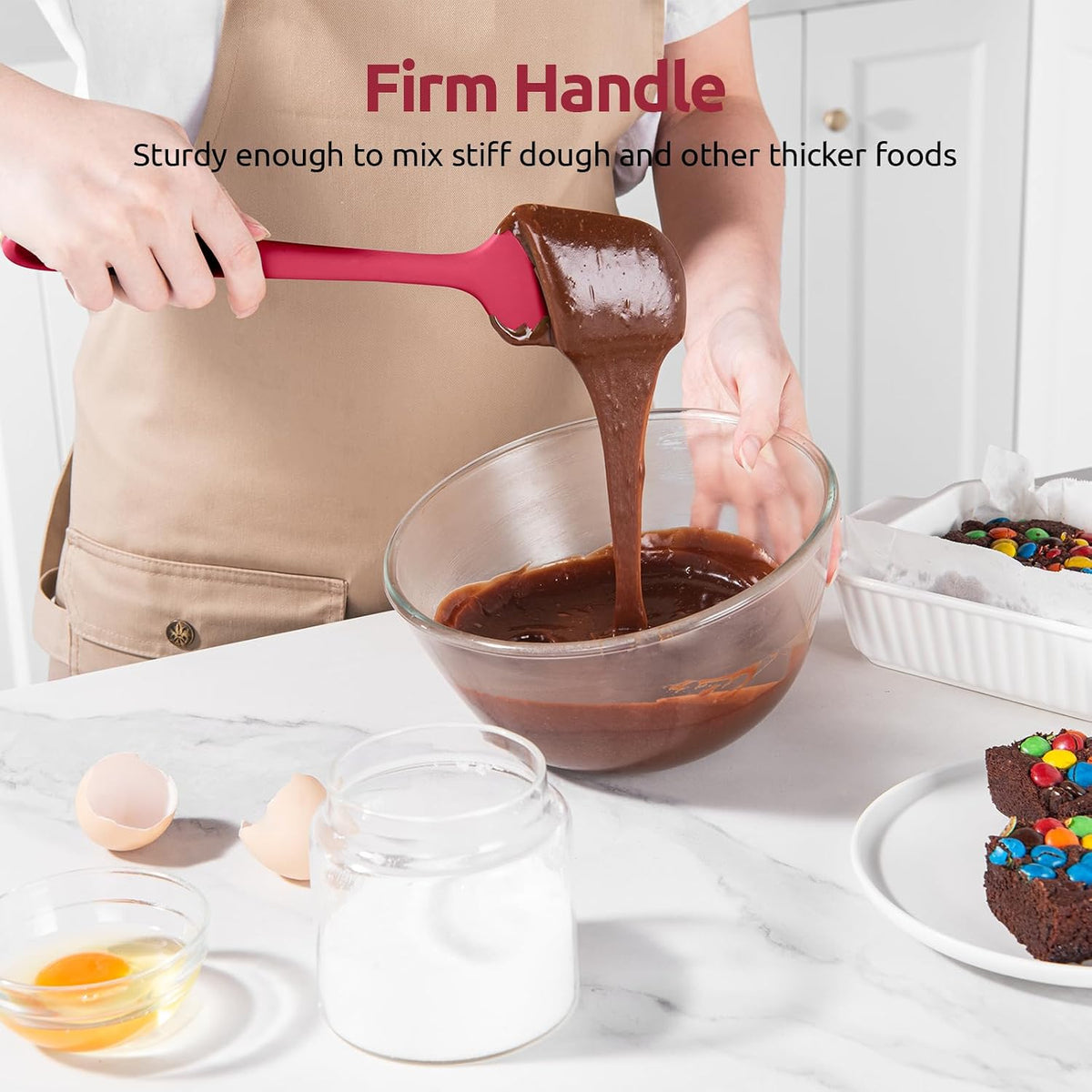Silicone Spatula Set with 600 Degrees Fahrenheit Heat Resistant (Black)