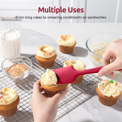Silicone Spatula Set with 600 Degrees Fahrenheit Heat Resistant (Black)