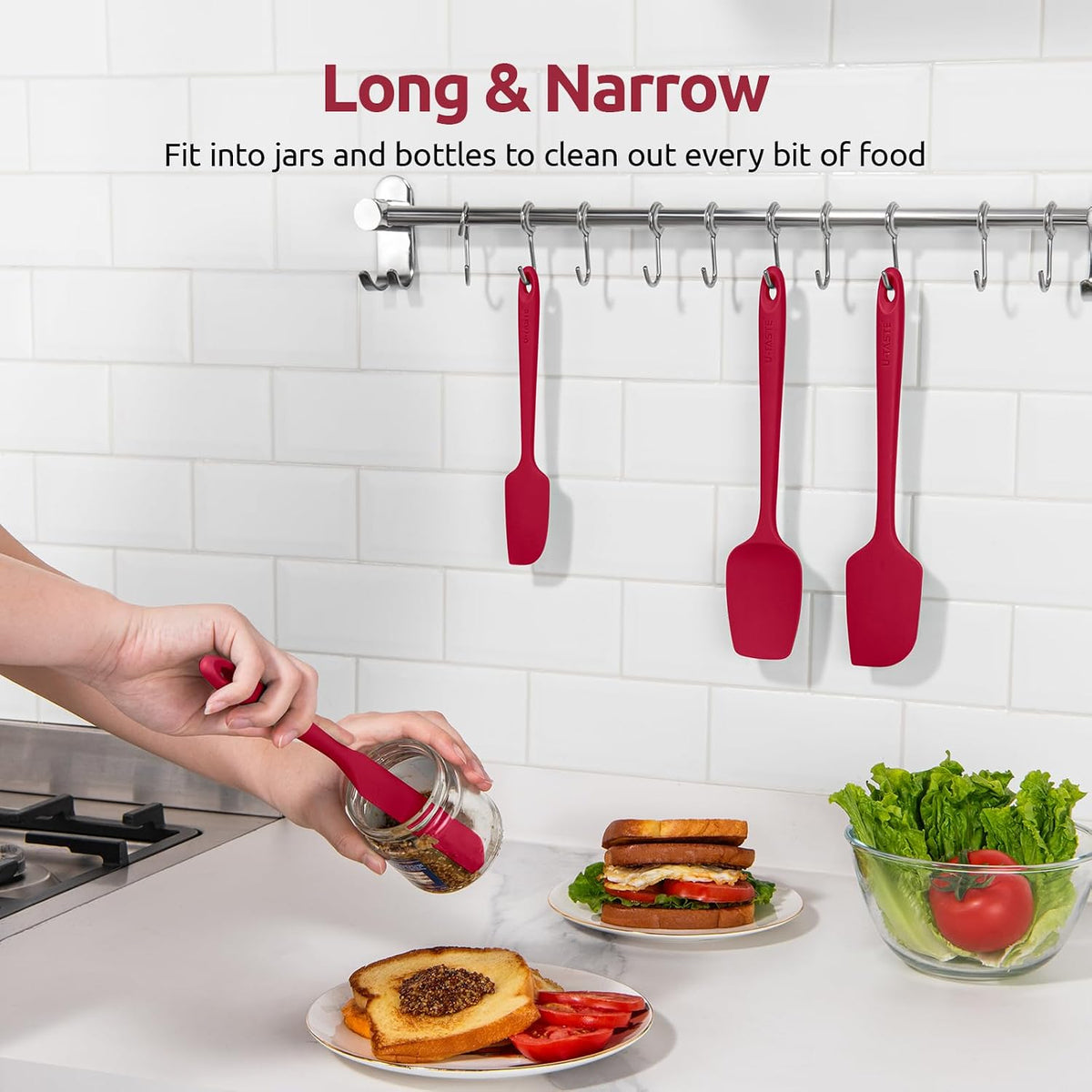 Silicone Spatula Set with 600 Degrees Fahrenheit Heat Resistant (Black)