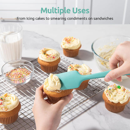 Silicone Spatula Set with 600 Degrees Fahrenheit Heat Resistant (Black)