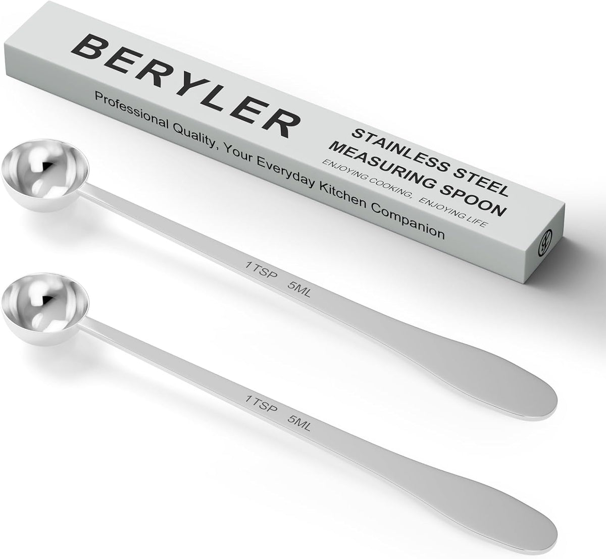 2PCS 1Teaspoon(1tsp, 1/3tbsp, 5ml) Extra-long Handle Measuring Spoon