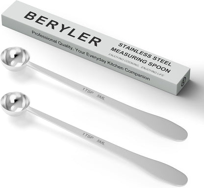 2PCS 1Teaspoon(1tsp, 1/3tbsp, 5ml) Extra-long Handle Measuring Spoon