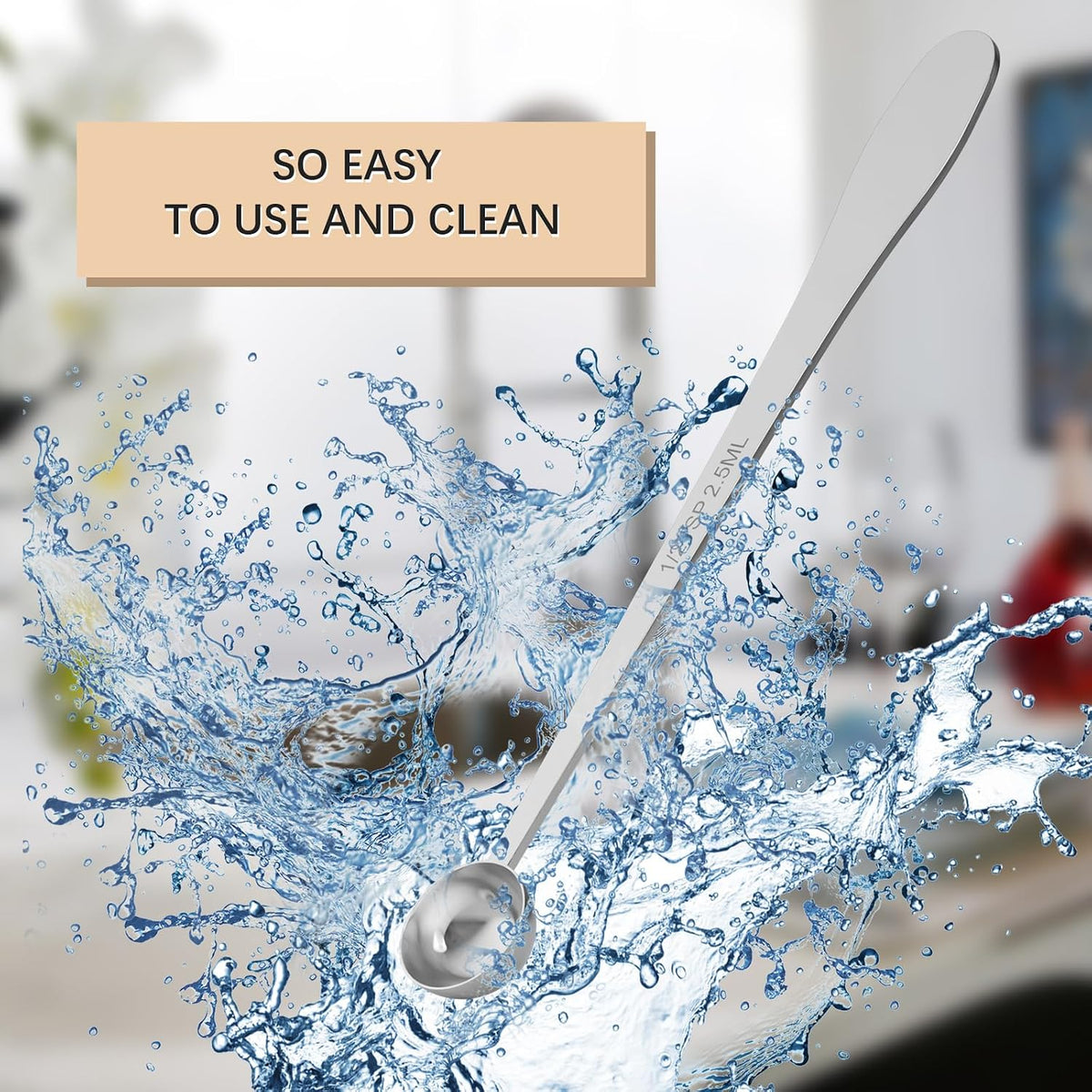 2PCS 1Teaspoon(1tsp, 1/3tbsp, 5ml) Extra-long Handle Measuring Spoon