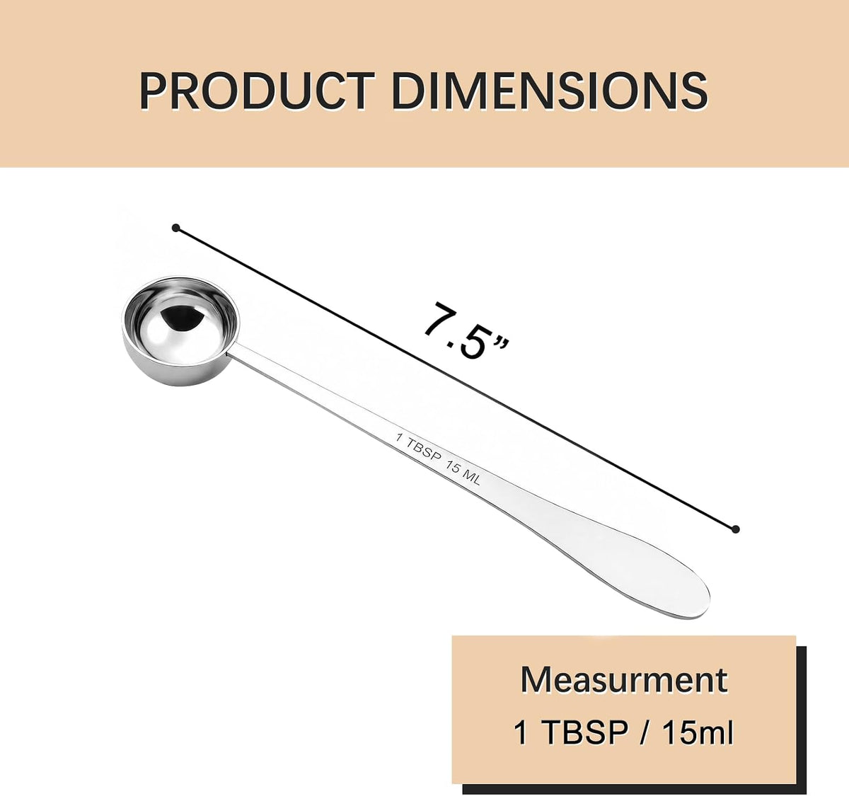 2PCS 1Teaspoon(1tsp, 1/3tbsp, 5ml) Extra-long Handle Measuring Spoon