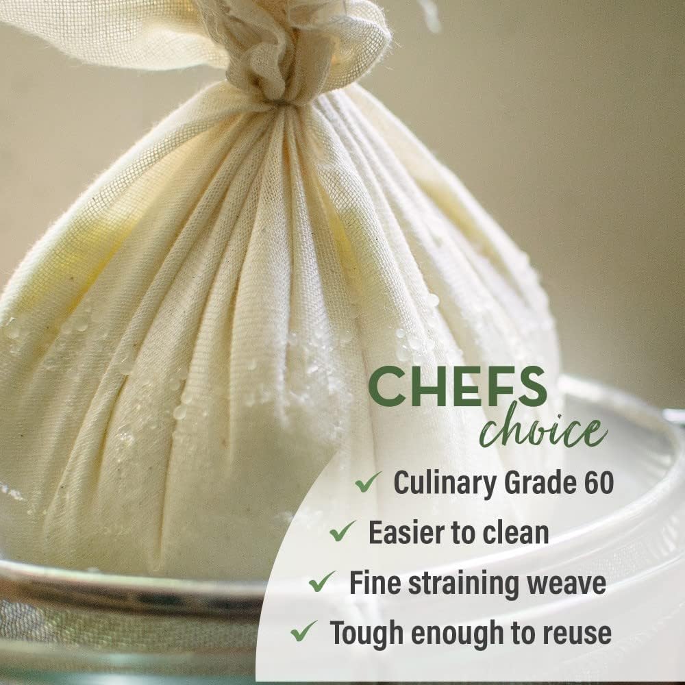 Organic Unbleached Cotton Cheesecloth – GOTS Certified Muslin Cloth for Straining & Cooking, Reusable Kitchen Filter, Large 18 sq ft