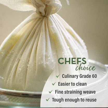 Organic Unbleached Cotton Cheesecloth – GOTS Certified Muslin Cloth for Straining & Cooking, Reusable Kitchen Filter, Large 18 sq ft