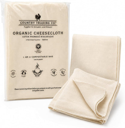 Organic Unbleached Cotton Cheesecloth – GOTS Certified Muslin Cloth for Straining & Cooking, Reusable Kitchen Filter, Large 18 sq ft
