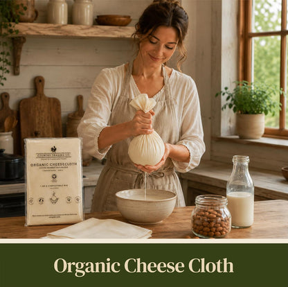Organic Unbleached Cotton Cheesecloth – GOTS Certified Muslin Cloth for Straining & Cooking, Reusable Kitchen Filter, Large 18 sq ft
