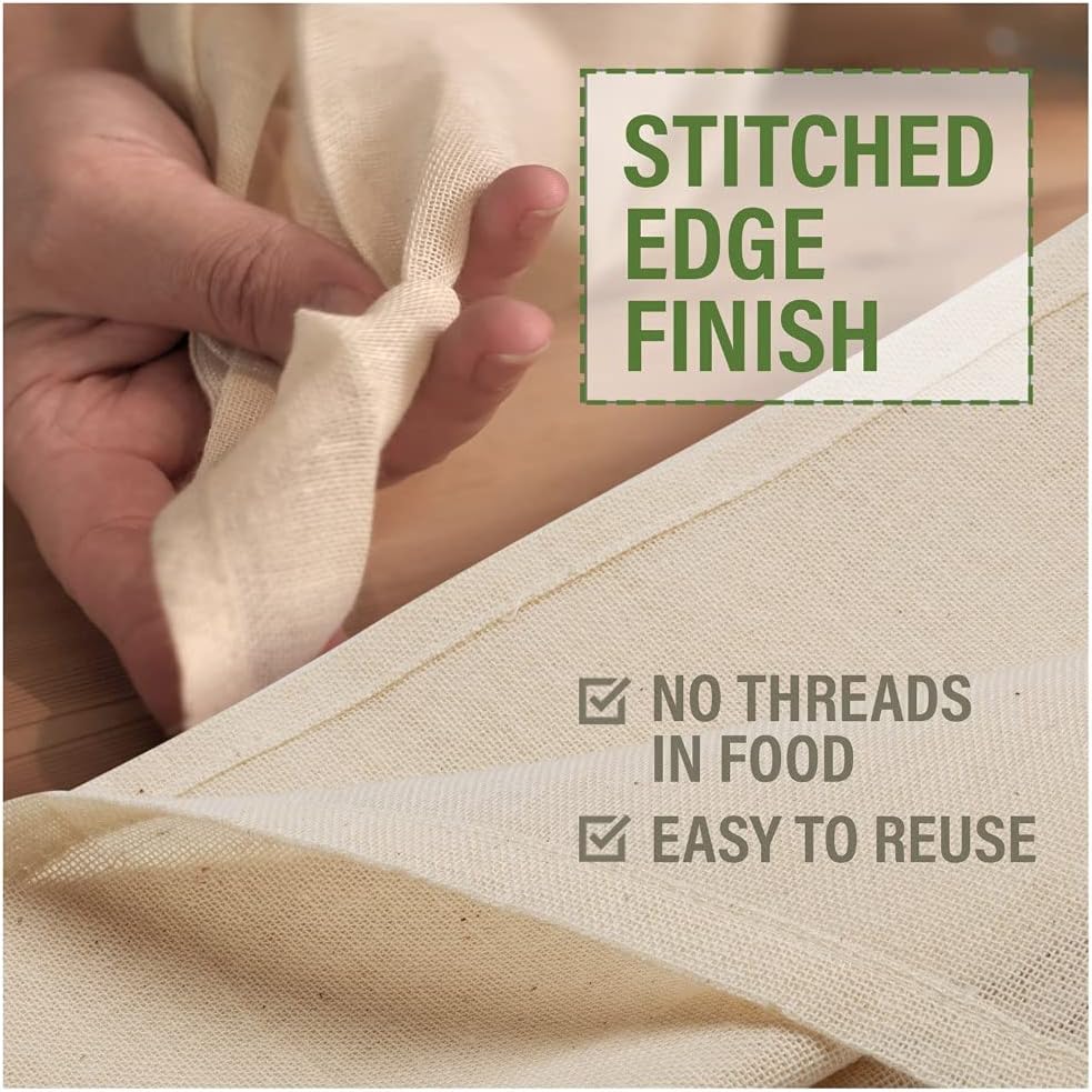 Organic Unbleached Cotton Cheesecloth – GOTS Certified Muslin Cloth for Straining & Cooking, Reusable Kitchen Filter, Large 18 sq ft