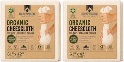 Organic Unbleached Cotton Cheesecloth – GOTS Certified Muslin Cloth for Straining & Cooking, Reusable Kitchen Filter, Large 18 sq ft