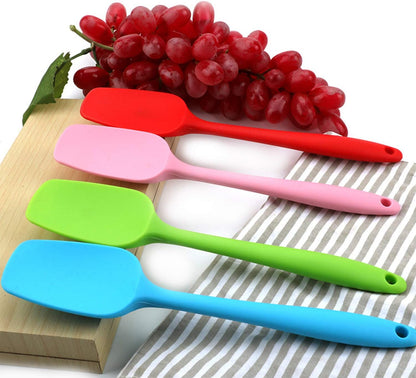 Silicone Spatulas, 10.6 inch Rubber Spoon Spatula Heat Resistant One Piece Design Seamless Non-Stick Spoonulas Flexible Scrapers Baking Mixing Tool (4 Pcs)