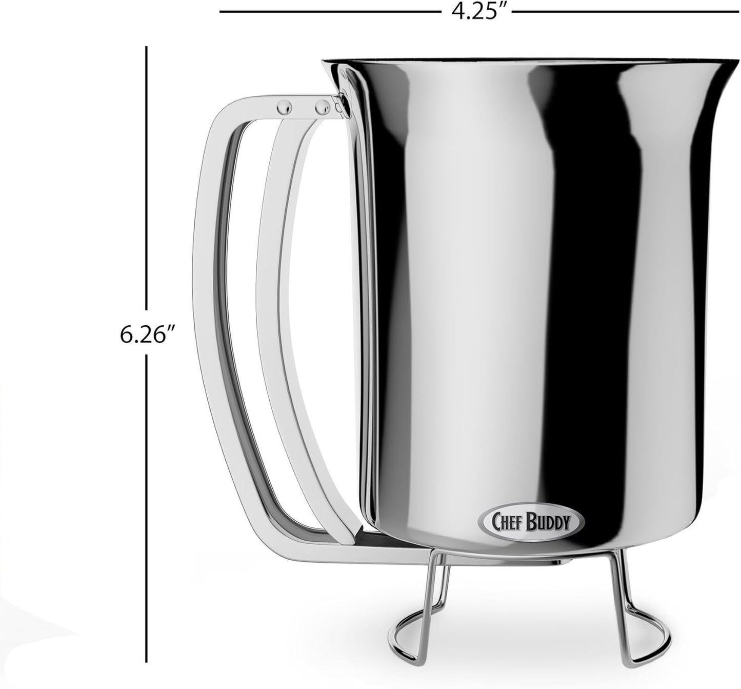 Pancake Batter Dispenser- Gourmet Stainless-Steel Pourer- Perfect for Baking Cupcakes, Waffles, Cakes, and Muffins- No Drip Dispenser by Chef Buddy
