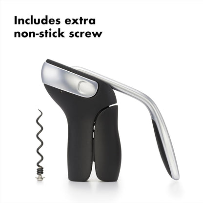 Steel Vertical Lever Corkscrew with Removable Foil Cutter, Wine Opener