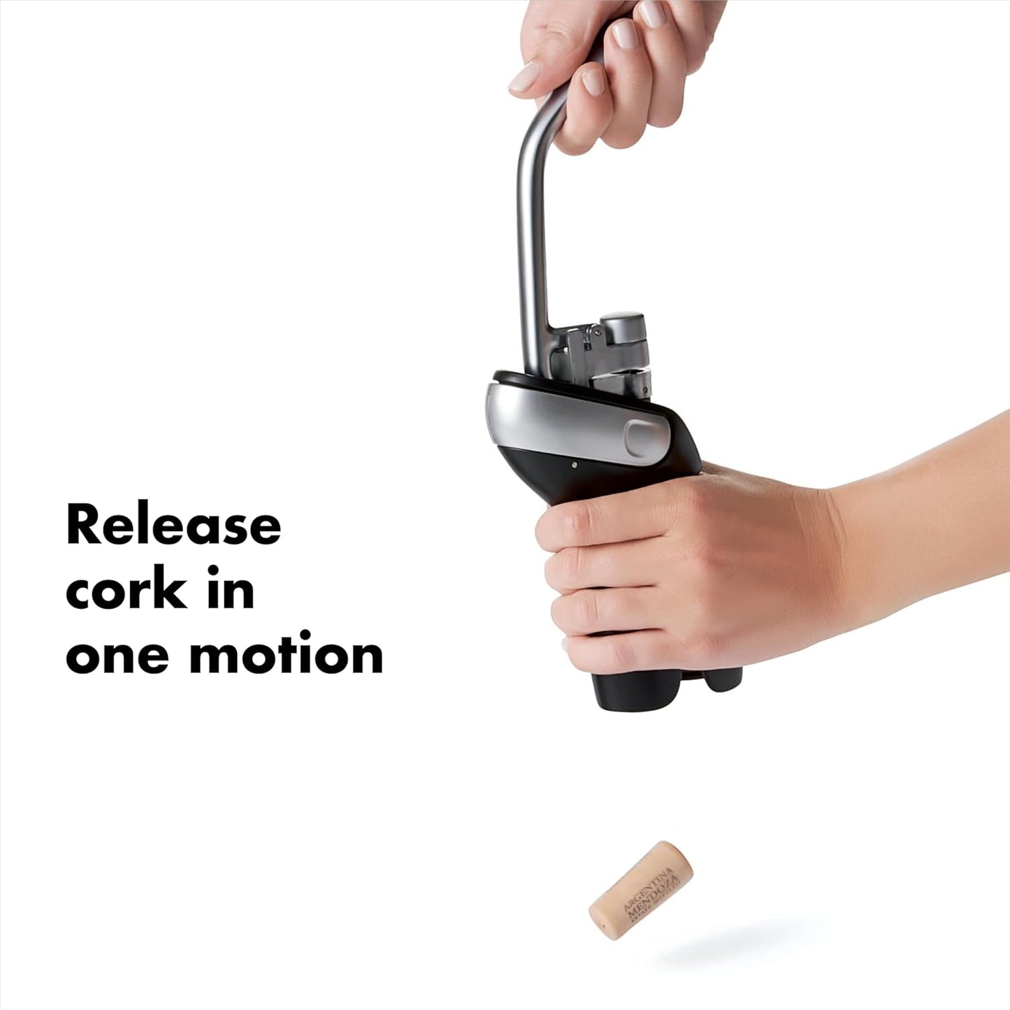 Steel Vertical Lever Corkscrew with Removable Foil Cutter, Wine Opener