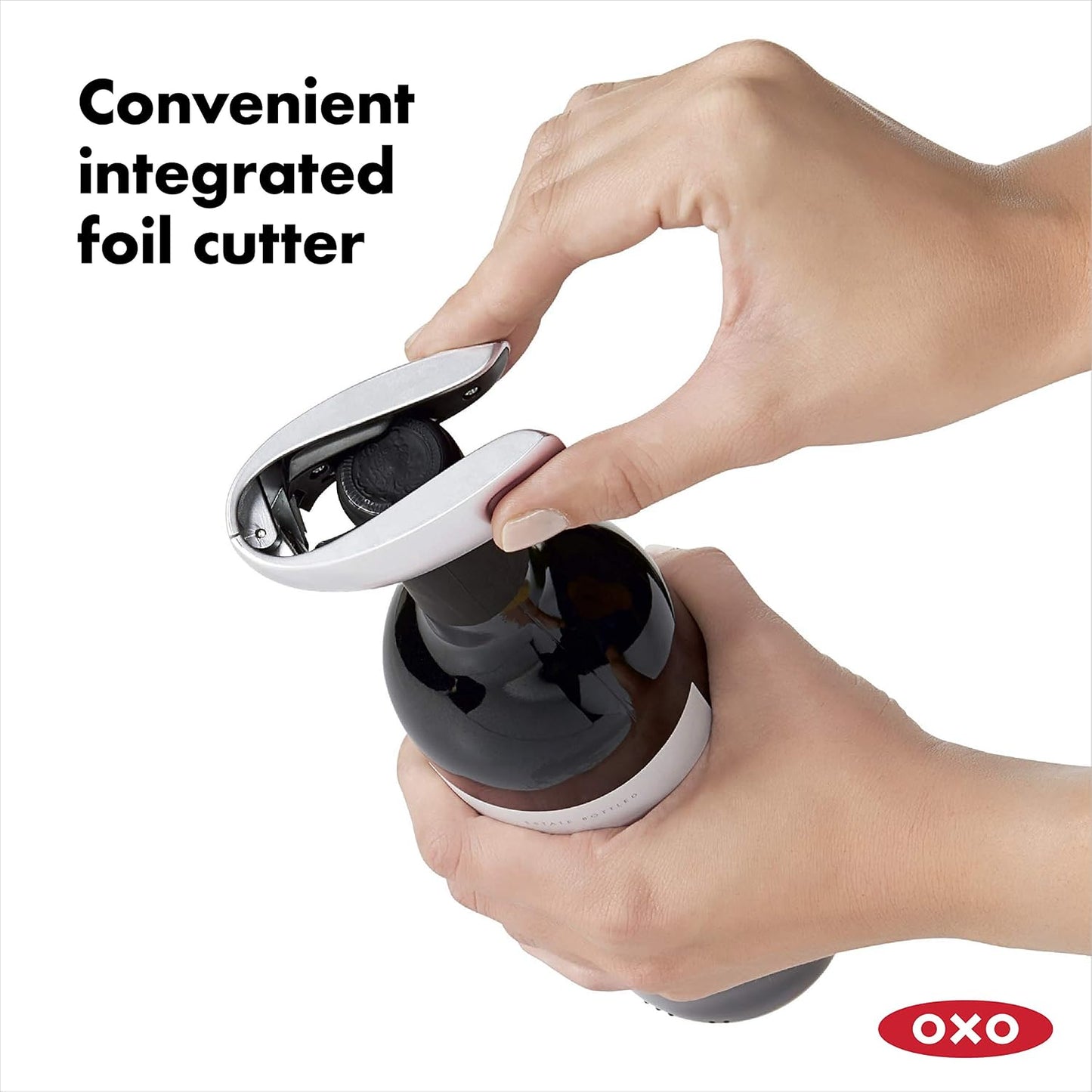 Steel Vertical Lever Corkscrew with Removable Foil Cutter, Wine Opener