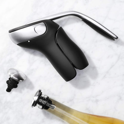 Steel Vertical Lever Corkscrew with Removable Foil Cutter, Wine Opener