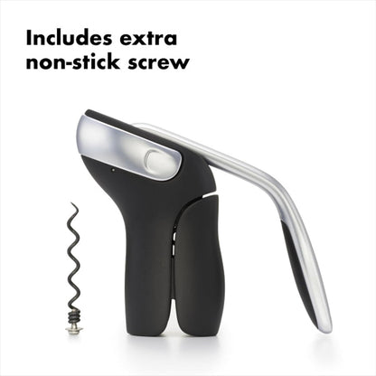 Steel Vertical Lever Corkscrew with Removable Foil Cutter, Wine Opener