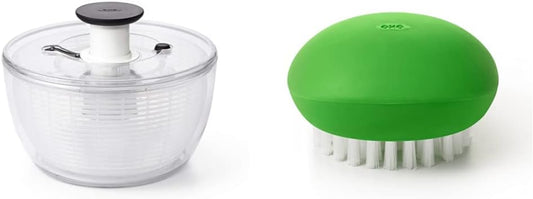 Good Grips Large Salad Spinner - 6.22 Qt. & Good Grips Vegetable Brush Black& Green
