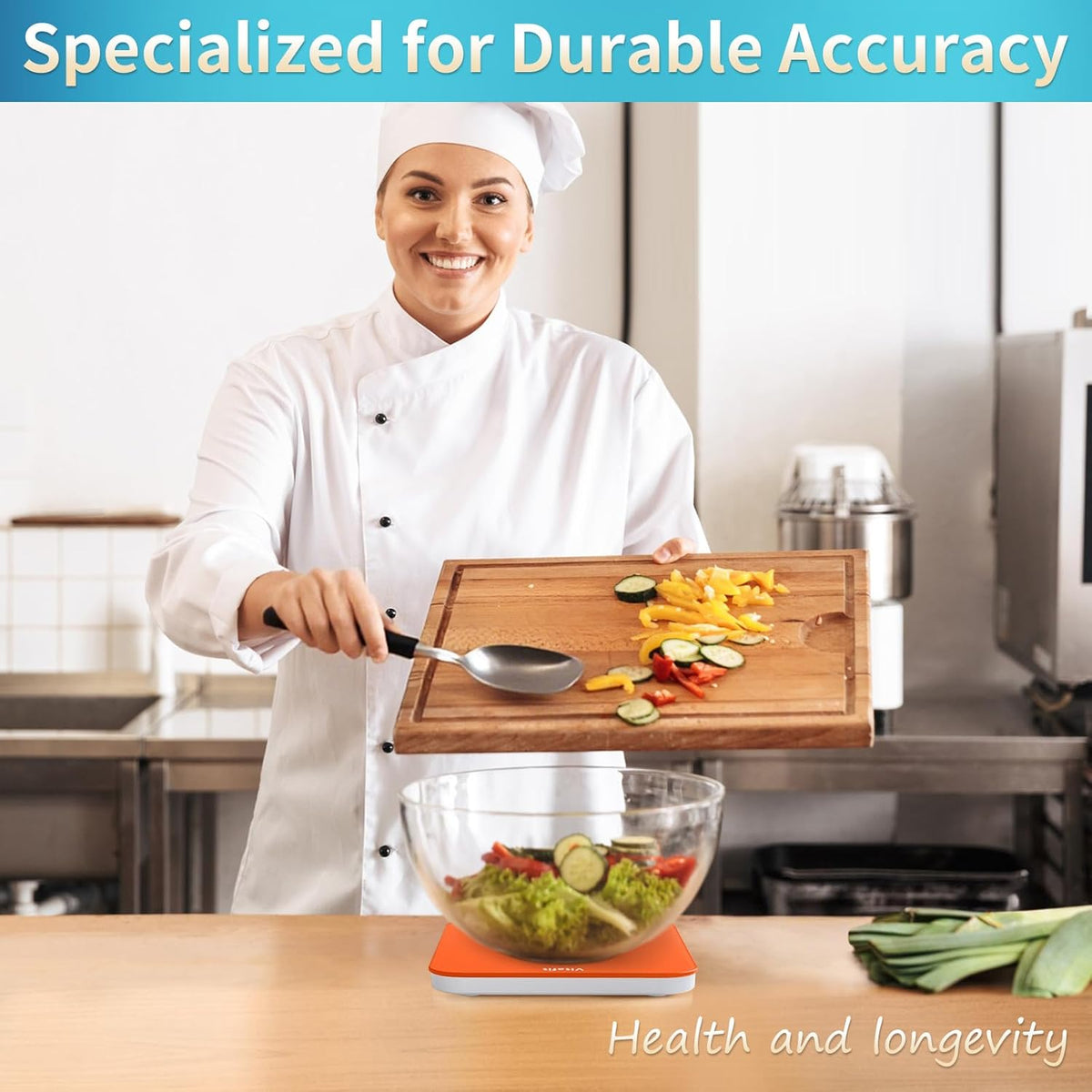 33lb/15kg Digital Food Scale in High Precision 0.1oz/1g, Our Own Kitchen Scale Professional Factory Since 2001, Kitchen Essentials for Cooking & Baking, LED, 3xAAA Battery, Refreshing Orange