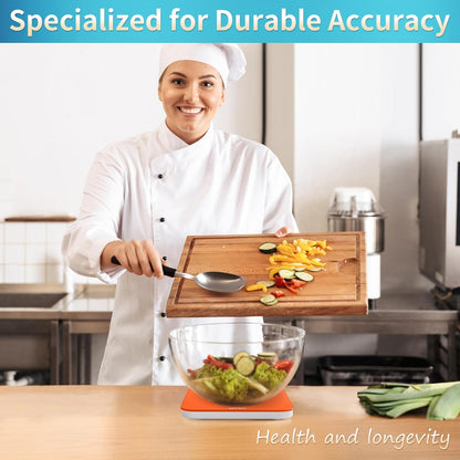 33lb/15kg Digital Food Scale in High Precision 0.1oz/1g, Our Own Kitchen Scale Professional Factory Since 2001, Kitchen Essentials for Cooking & Baking, LED, 3xAAA Battery, Refreshing Orange