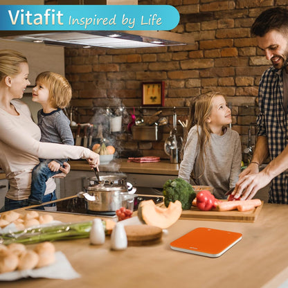 33lb/15kg Digital Food Scale in High Precision 0.1oz/1g, Our Own Kitchen Scale Professional Factory Since 2001, Kitchen Essentials for Cooking & Baking, LED, 3xAAA Battery, Refreshing Orange
