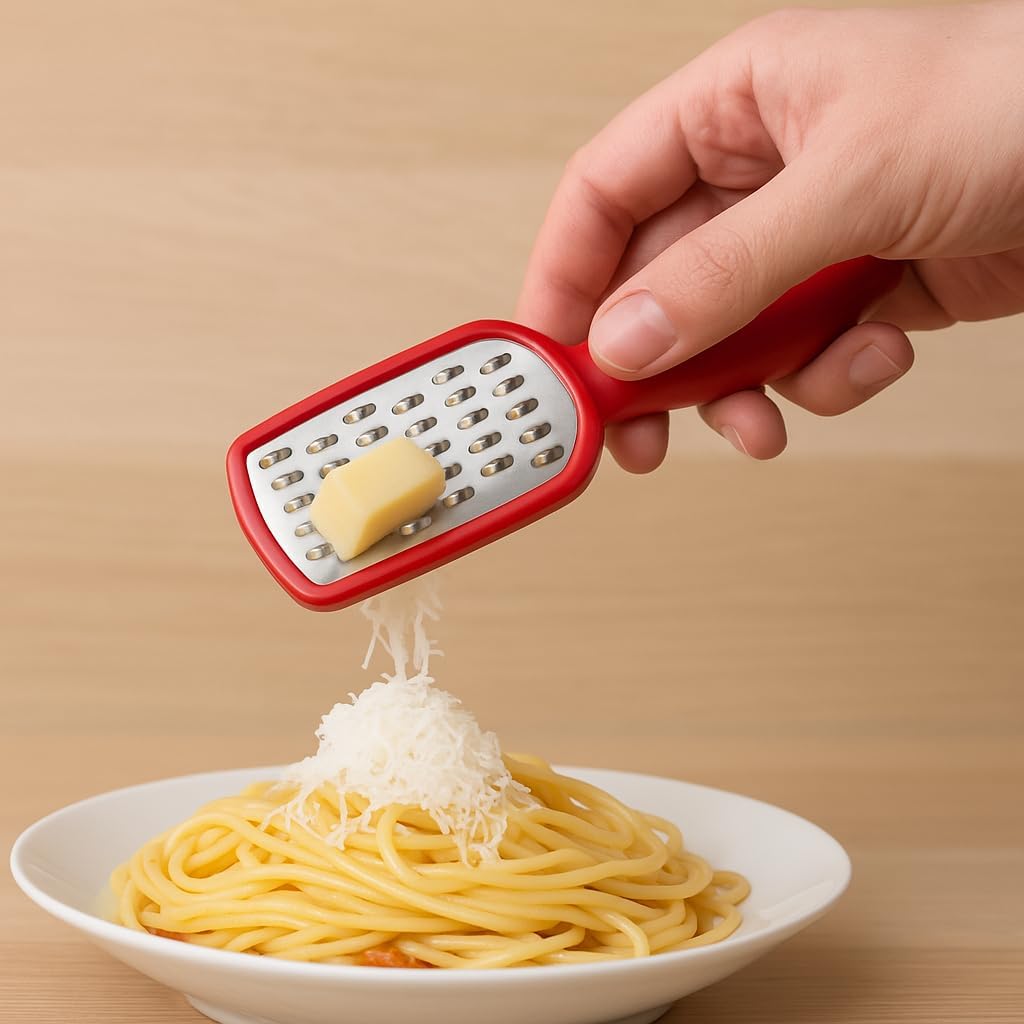 Mini Stainless Steel Grater with BPA-Free Handle – 5-Inch Cheese, Garlic, Nutmeg, Chocolate, Citrus Zester – Compact Handheld Grater for Kitchen, Baking, Cooking