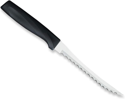 Anthem Series Tomato Slicer (W426), Black Handle | 5" Stainless Steel Serrated Blade, Black Resin Handle