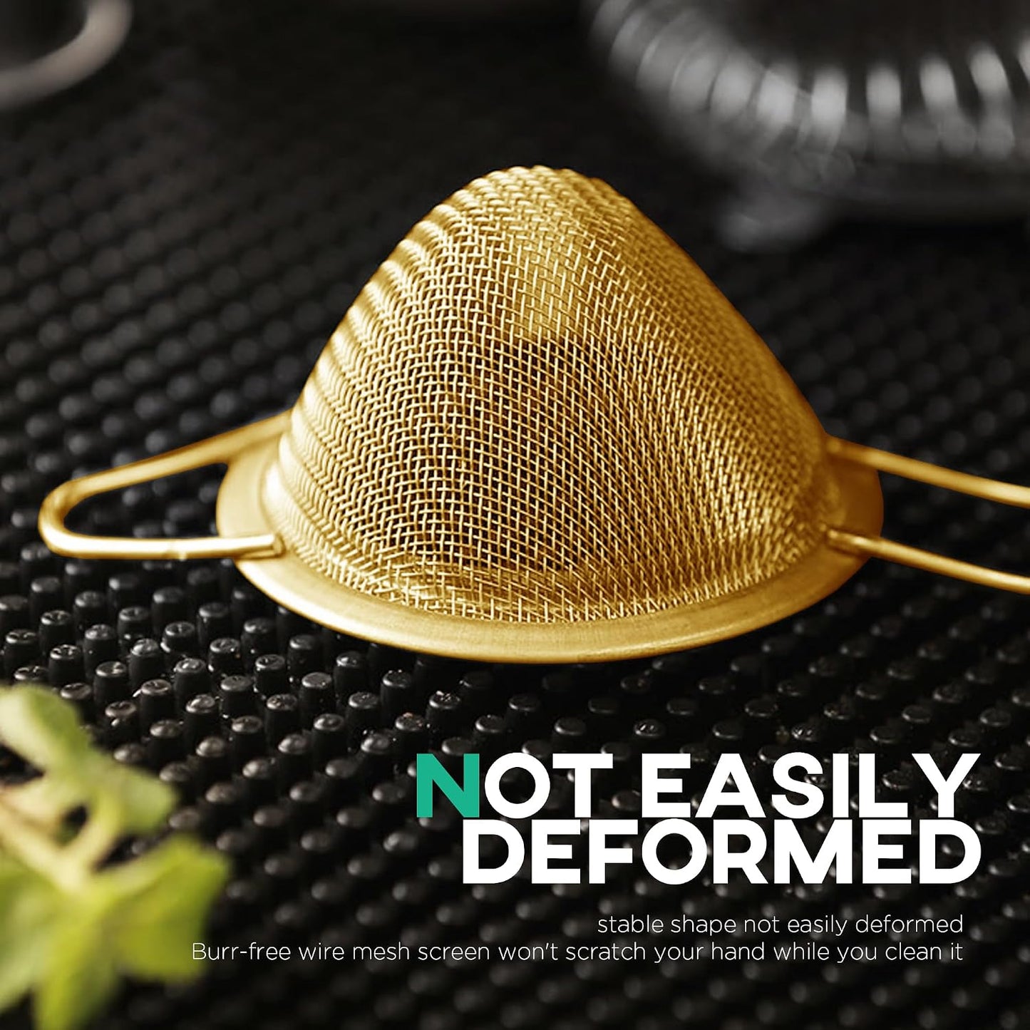 Fine Mesh Strainer for Kitchen, 304 Stainless Steel Sieve Sifters Cocktail Strainer for Food, Tea, Oil, Noodles, Coffee, Juice, Flour, Fruits, Vegetables - Easy to Clean Drink Strainer (Gold)