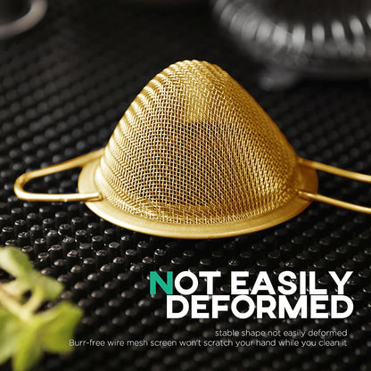 Fine Mesh Strainer for Kitchen, 304 Stainless Steel Sieve Sifters Cocktail Strainer for Food, Tea, Oil, Noodles, Coffee, Juice, Flour, Fruits, Vegetables - Easy to Clean Drink Strainer (Gold)