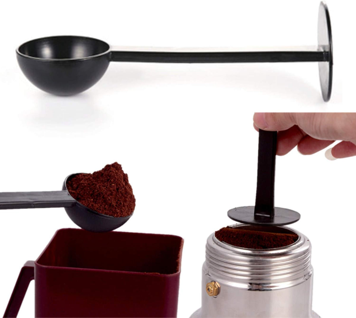 Espresso Scoops for Canisters Espresso Coffee Scoop with Tamper Hammer 2-in-1 Coffee Scoop (0.5oz) Spoon Holder Coffee Tools Measuring Tamping Scoop Plastic Coffee Spoon