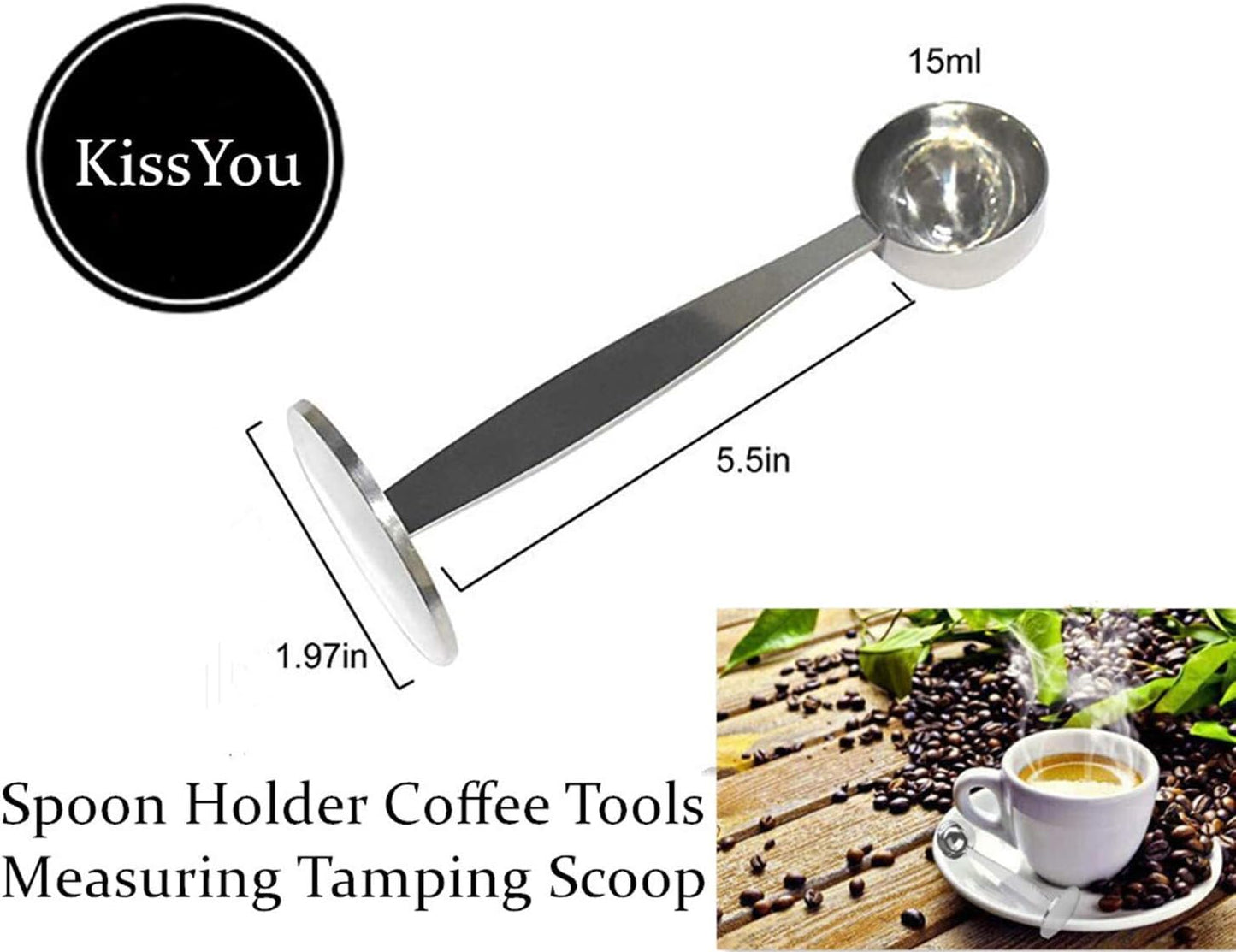 Espresso Scoops for Canisters Espresso Coffee Scoop with Tamper Hammer 2-in-1 Coffee Scoop (0.5oz) Spoon Holder Coffee Tools Measuring Tamping Scoop Plastic Coffee Spoon