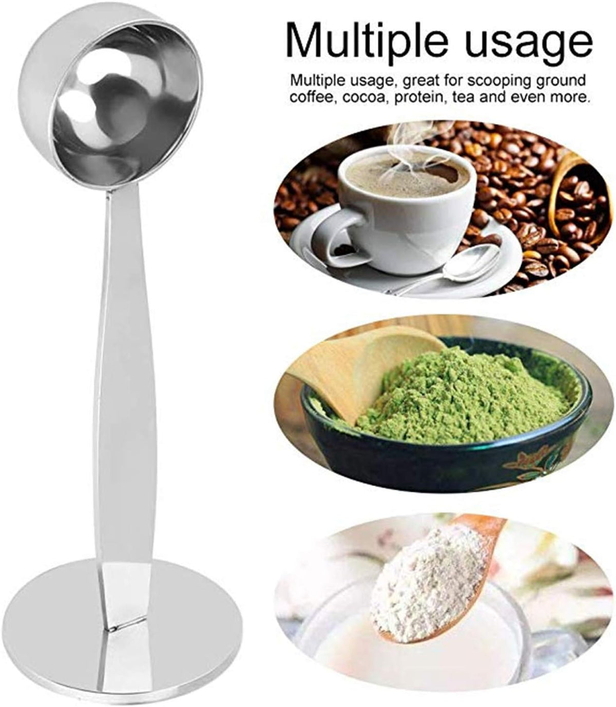 Espresso Scoops for Canisters Espresso Coffee Scoop with Tamper Hammer 2-in-1 Coffee Scoop (0.5oz) Spoon Holder Coffee Tools Measuring Tamping Scoop Plastic Coffee Spoon