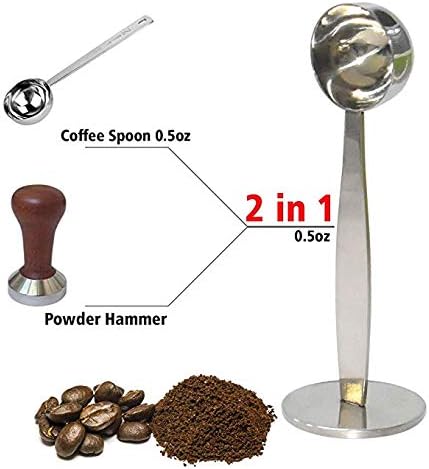 Espresso Scoops for Canisters Espresso Coffee Scoop with Tamper Hammer 2-in-1 Coffee Scoop (0.5oz) Spoon Holder Coffee Tools Measuring Tamping Scoop Plastic Coffee Spoon