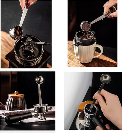 Espresso Scoops for Canisters Espresso Coffee Scoop with Tamper Hammer 2-in-1 Coffee Scoop (0.5oz) Spoon Holder Coffee Tools Measuring Tamping Scoop Plastic Coffee Spoon