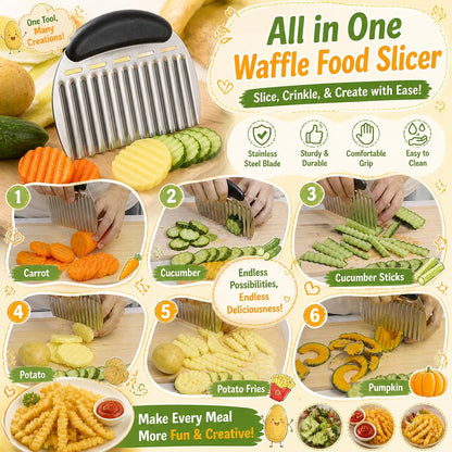 Onion Holder Slicer & Large Crinkle Cutter, One of Each | French Fry Cutter, Veggie Chopper, Tomato Slicer, Potato Wavy Chopper