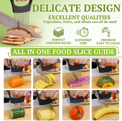 Onion Holder Slicer & Large Crinkle Cutter, One of Each | French Fry Cutter, Veggie Chopper, Tomato Slicer, Potato Wavy Chopper