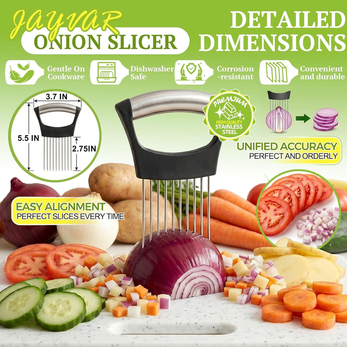 Onion Holder Slicer & Large Crinkle Cutter, One of Each | French Fry Cutter, Veggie Chopper, Tomato Slicer, Potato Wavy Chopper
