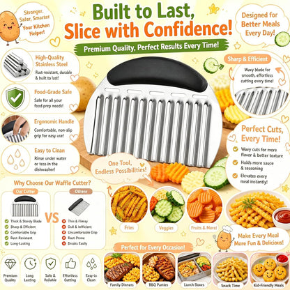 Onion Holder Slicer & Large Crinkle Cutter, One of Each | French Fry Cutter, Veggie Chopper, Tomato Slicer, Potato Wavy Chopper