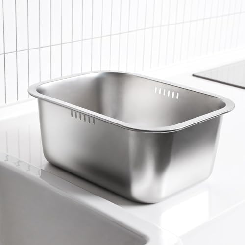 Stainless Steel Colander Tray for Washing-Up Bowl, Multipurpose Rinse Strainer & Dish Drying Rack, Perforated Sink Lid for Vegetables & Fruits (Colander Lid)