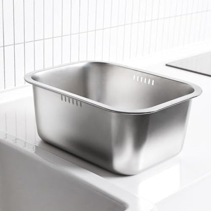 Stainless Steel Colander Tray for Washing-Up Bowl, Multipurpose Rinse Strainer & Dish Drying Rack, Perforated Sink Lid for Vegetables & Fruits (Colander Lid)