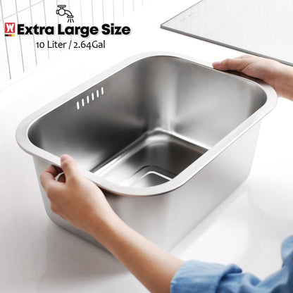 Stainless Steel Colander Tray for Washing-Up Bowl, Multipurpose Rinse Strainer & Dish Drying Rack, Perforated Sink Lid for Vegetables & Fruits (Colander Lid)