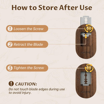 Bread Lame with Extractable Blade and Magnetic Back, Push-Pull Design for Secure Blade Locking, Easy-to-Use Walnut Wood Handle, Perfect for Dough Scoring, Bread, Pastries, and Food Cutting
