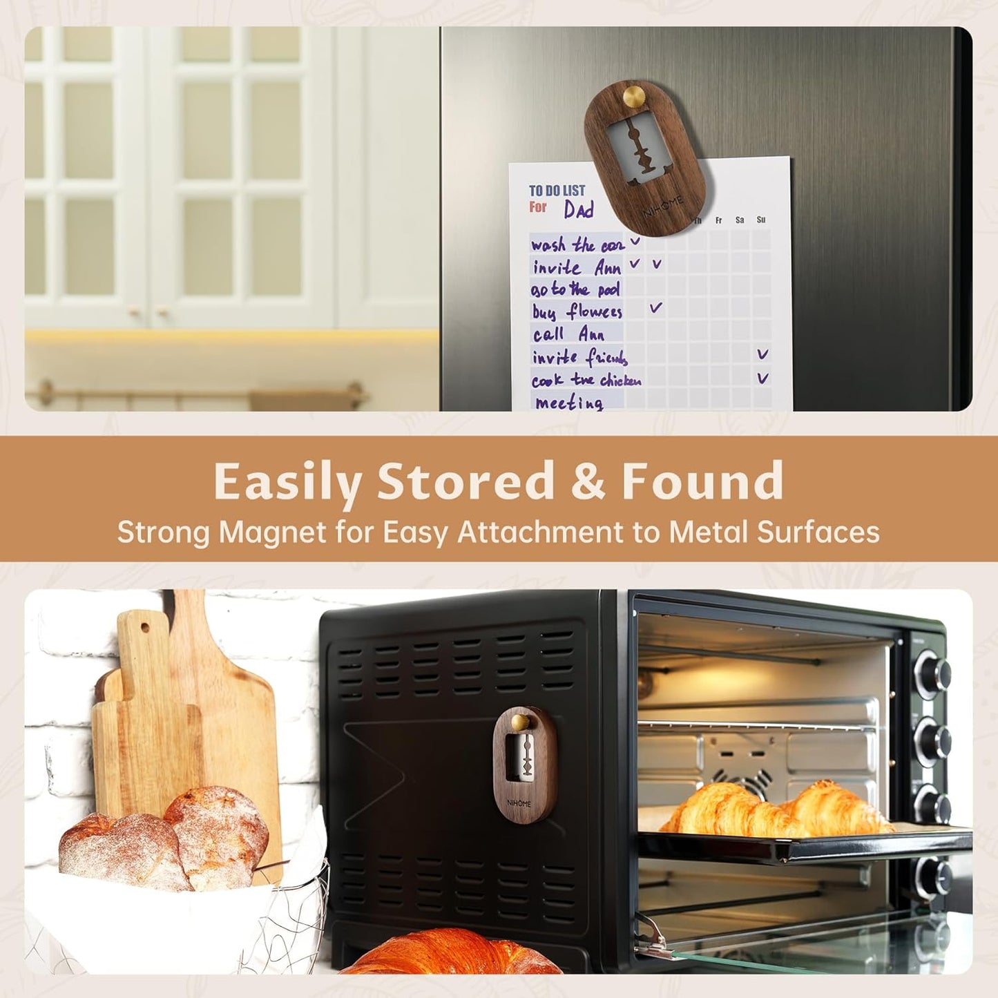 Bread Lame with Extractable Blade and Magnetic Back, Push-Pull Design for Secure Blade Locking, Easy-to-Use Walnut Wood Handle, Perfect for Dough Scoring, Bread, Pastries, and Food Cutting