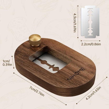 Bread Lame with Extractable Blade and Magnetic Back, Push-Pull Design for Secure Blade Locking, Easy-to-Use Walnut Wood Handle, Perfect for Dough Scoring, Bread, Pastries, and Food Cutting