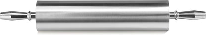13 Inch Aluminum Rolling Pin, Extra Heavy Duty Restaurant Grade Dough Roller with Rotating Barrel and Handles, Silver
