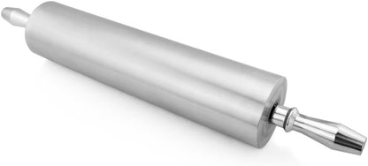 13 Inch Aluminum Rolling Pin, Extra Heavy Duty Restaurant Grade Dough Roller with Rotating Barrel and Handles, Silver