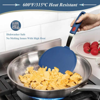 Silicone Spatula Turner Set of 3, Heat Resistant Large Wide Spatula for Pancake, Silicone Fish Spatulas Flipper for Cooking & Non-stick Cookware, BPA Free Rubber Cooking Untensil Set